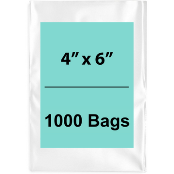 4X6 inches Clear Flat Poly Bags 2Mil Open Top (LDPE)